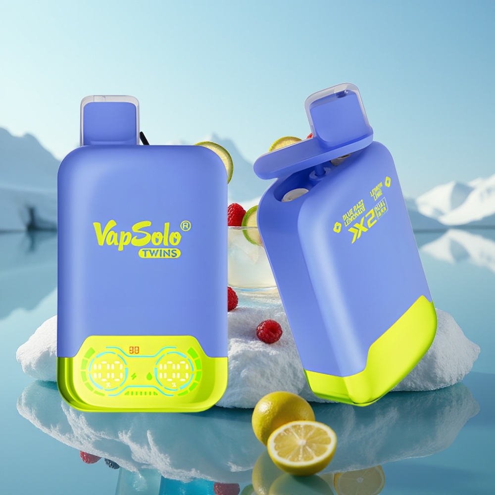 Vapsolo Twins 20000 Puffs Vienreizlietojamais Vape Zilā Aveņu Limonāde  Citronu Laima 40 ml