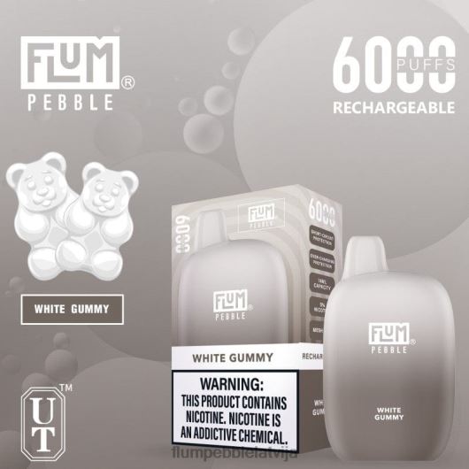 FLUM PEBBLES 6000 uzpūtienu Flum Float Vape Near Me balta gumija B2H2T87